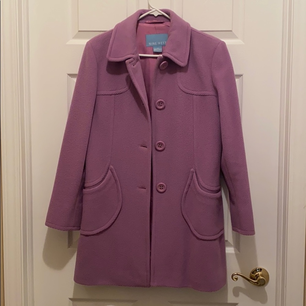 Purple Nine West 3/4 length wool coat